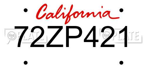 72ZP421 California License Plate