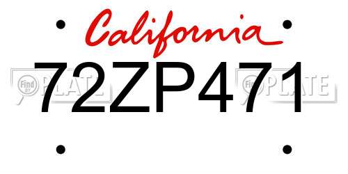 72ZP471 California License Plate