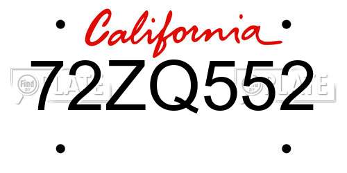 72ZQ552 California License Plate
