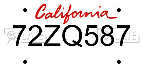 72ZQ587 California License Plate