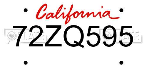 72ZQ595 California License Plate