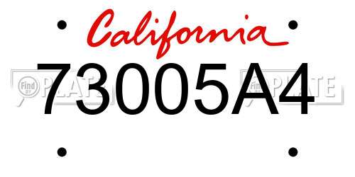 73005A4 California License Plate