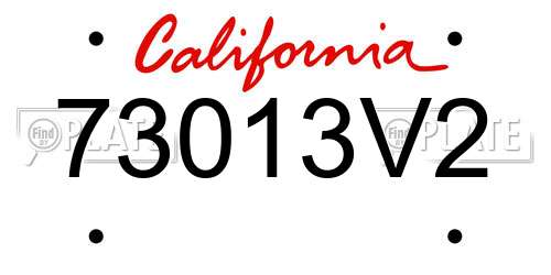 73013V2 California License Plate