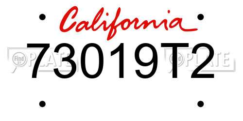 73019T2 California License Plate