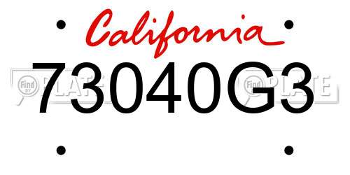 73040G3 California License Plate