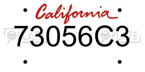 73056C3 California License Plate