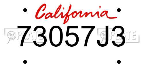 73057J3 California License Plate