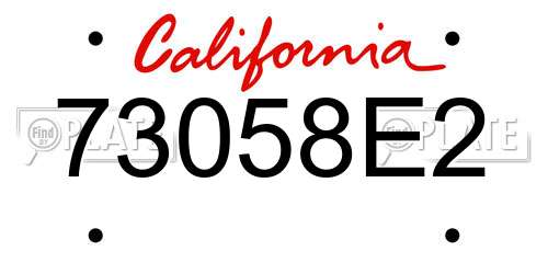 73058E2 California License Plate