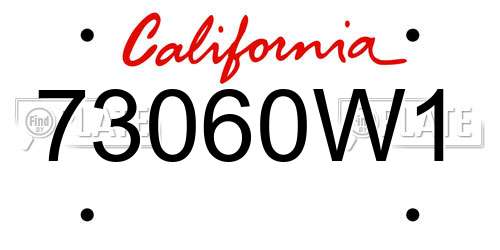 73060W1 California License Plate