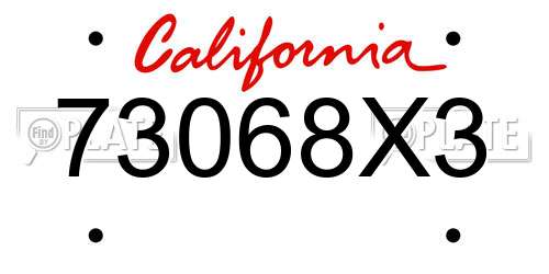 73068X3 California License Plate