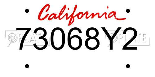 73068Y2 California License Plate