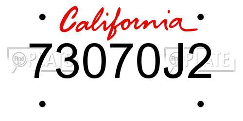 73070J2 California License Plate