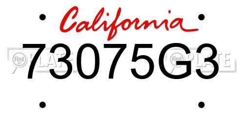 73075G3 California License Plate