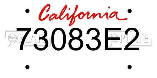 73083E2 California License Plate
