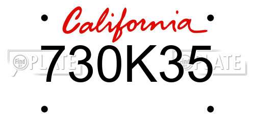 730K35 California License Plate