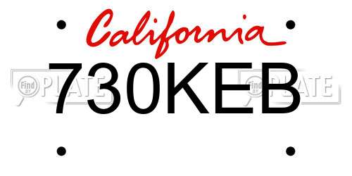 730KEB California License Plate