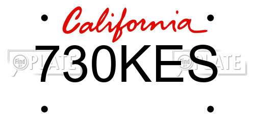 730KES California License Plate
