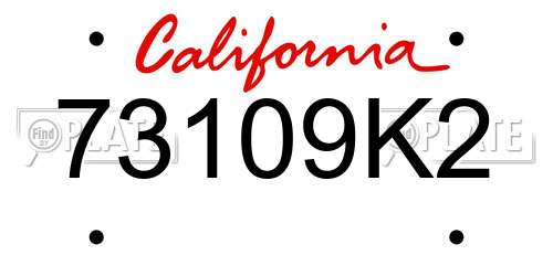 73109K2 California License Plate