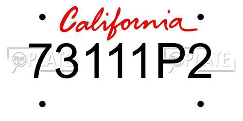 73111P2 California License Plate
