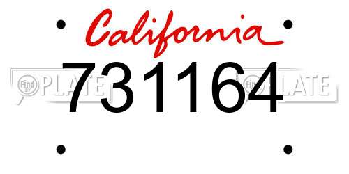 731164 California License Plate