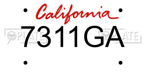 7311GA California License Plate