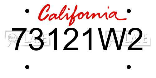 73121W2 California License Plate