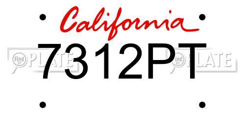 7312PT California License Plate