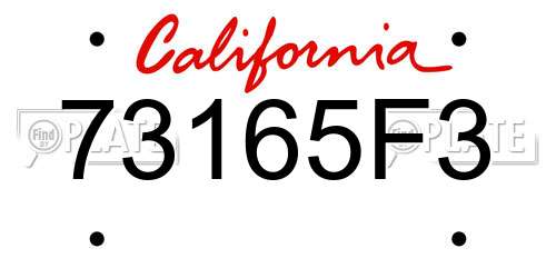 73165F3 California License Plate