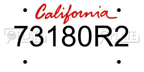 73180R2 California License Plate