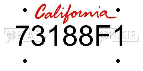 73188F1 California License Plate