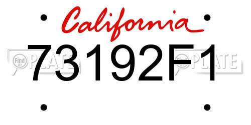 73192F1 California License Plate