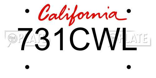 731CWL California License Plate