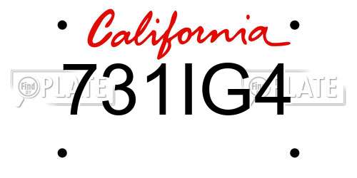 731IG4 California License Plate