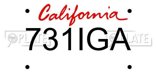 731IGA California License Plate