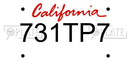 731TP7 California License Plate