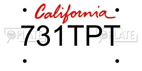 731TPT California License Plate