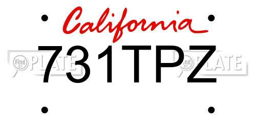 731TPZ California License Plate