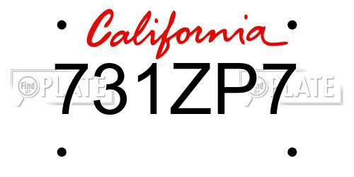 731ZP7 California License Plate