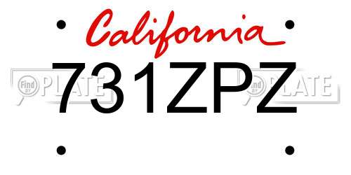 731ZPZ California License Plate