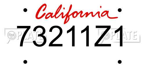 73211Z1 California License Plate