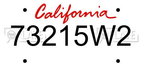 73215W2 California License Plate