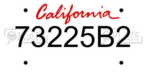 73225B2 California License Plate