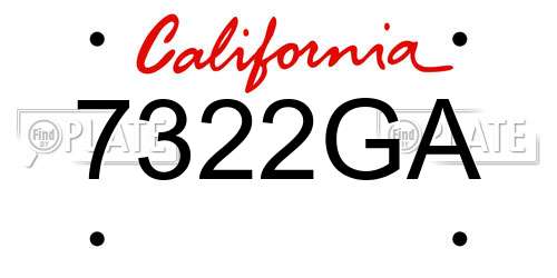7322GA California License Plate