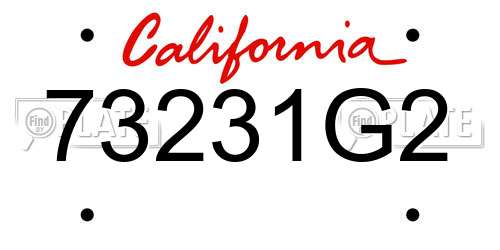 73231G2 California License Plate