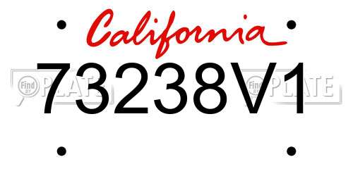 73238V1 California License Plate