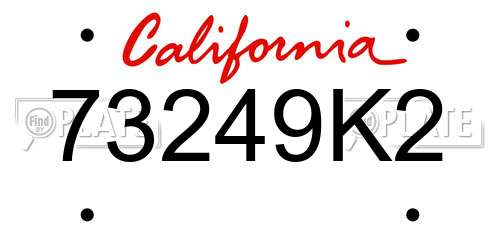 73249K2 California License Plate