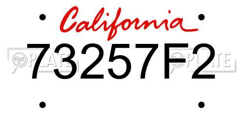73257F2 California License Plate