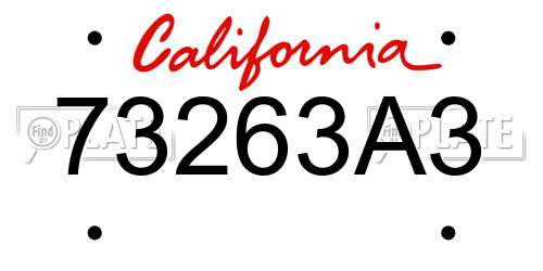 73263A3 California License Plate