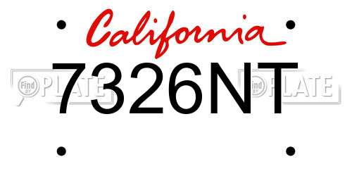 7326NT California License Plate