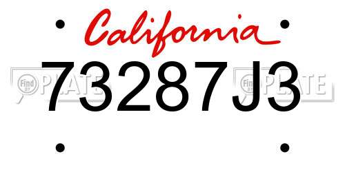 73287J3 California License Plate
